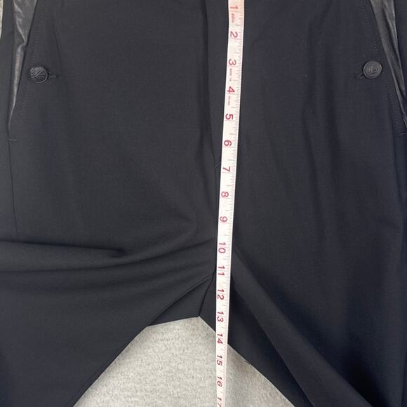 rag & bone Women's Wool Slacks Wide Leg Leather Trim Pockets Size 6 Designer - Picture 5 of 10